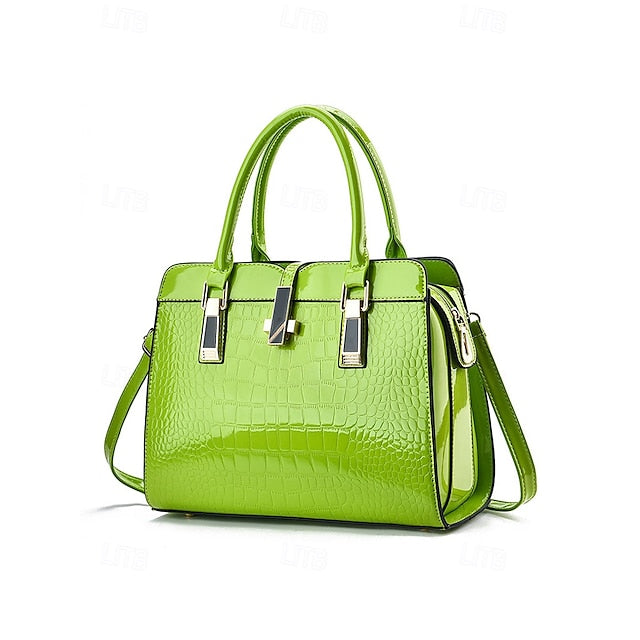 Faux - Croc Patent Women's Handbag Leather Burgundy