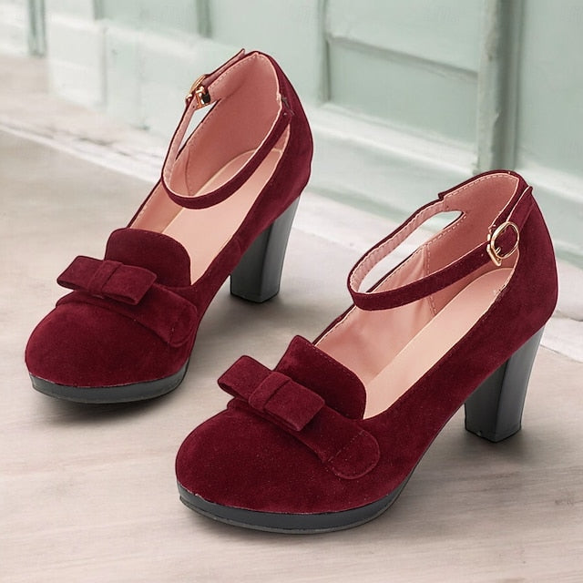 Green Jane Heels Bow Mary - with Suede Women's Detail