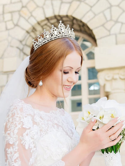 Jewelry and Tiara Elegant Silver Rhinestone Set – Women's