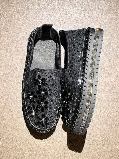 Sneakers Slip-On Rhinestone Mesh Embellished Women's with