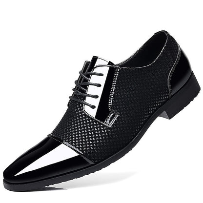 Shoes Patent Men's Black Lace-Up Leather Faux Formal
