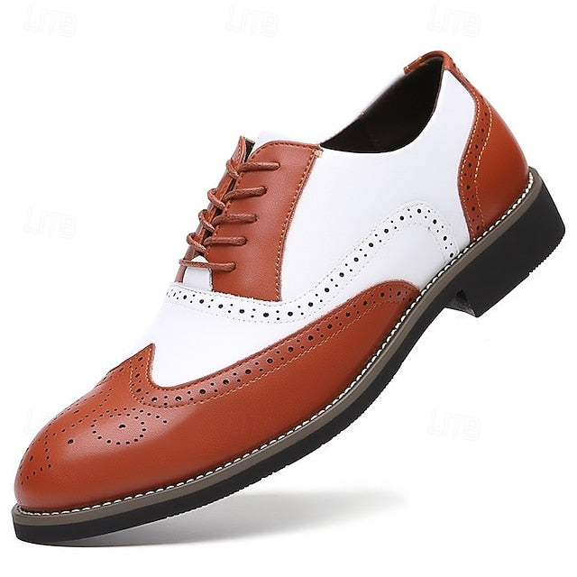 Men's in White Oxford Brogue Shoes Two-Tone Wingtip