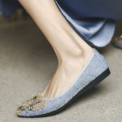 - Flats Floral Women's Crystal Embellished Wedding Foldable