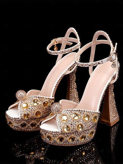 Glamorous Platform Crystal-Embellished Women's with Sandals