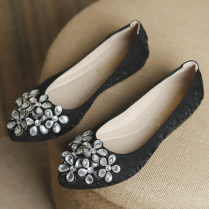 - Flats Floral Women's Crystal Embellished Wedding Foldable