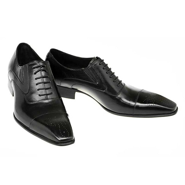 Faux Classic Men's Cap Oxford Shoes Black Leather -