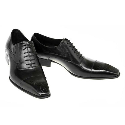 Faux Classic Men's Cap Oxford Shoes Black Leather -