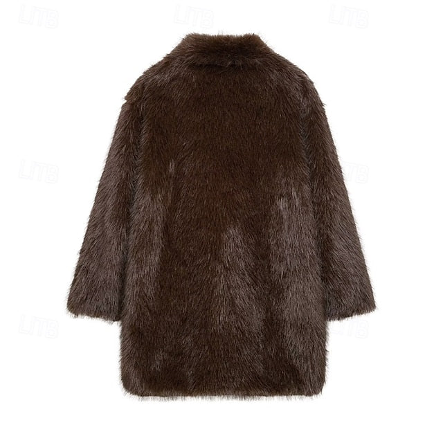 Faux Furs Fur Pocket Comfortable Warm Women's Coat