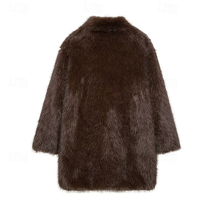 Faux Furs Fur Pocket Comfortable Warm Women's Coat