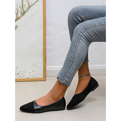 Toe Two-Tone Slip-On Women's Pointed Elegant Flats –