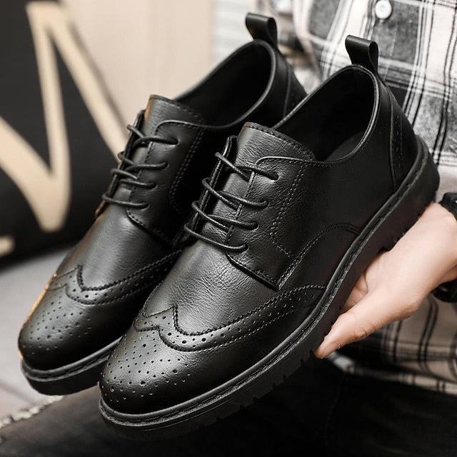 – Shoes Classic Oxford Faux Leather Men's Black Brogue