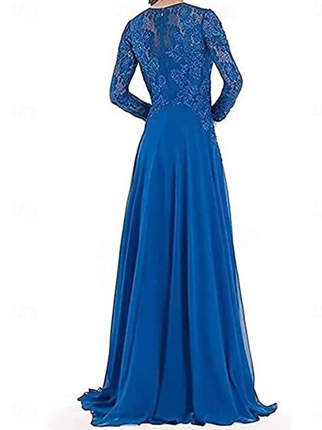 Floor the Party Bride Neck A-Line Elegant Dress Crew of Mother