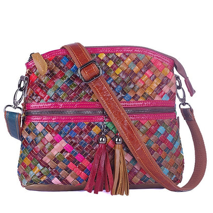 - Shoulder Women's Bag Colorful Bohemian Leather Patchwork