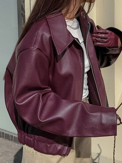 Comfortable Pocket Leather Women's Warm Faux Jacket Zipper