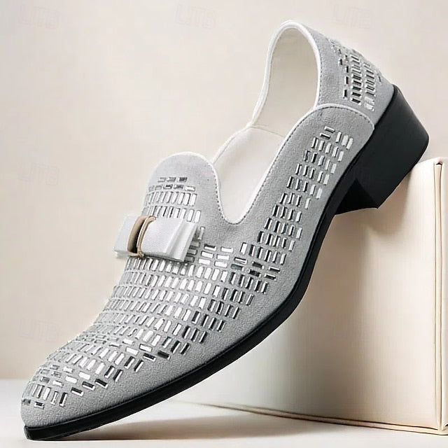 Elegant Strap Loafers Silver and Men's Prom Woven – Monk