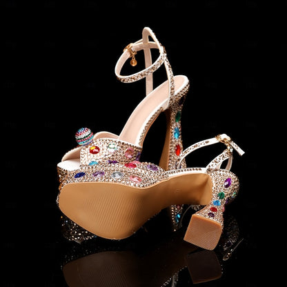Colorful – Rhinestone Sparkly Women's Sandals Platform