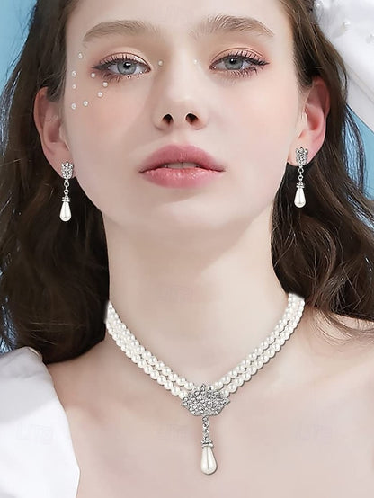 Jewelry Necklace – Set Double-Layer Elegant Bridal Pearl