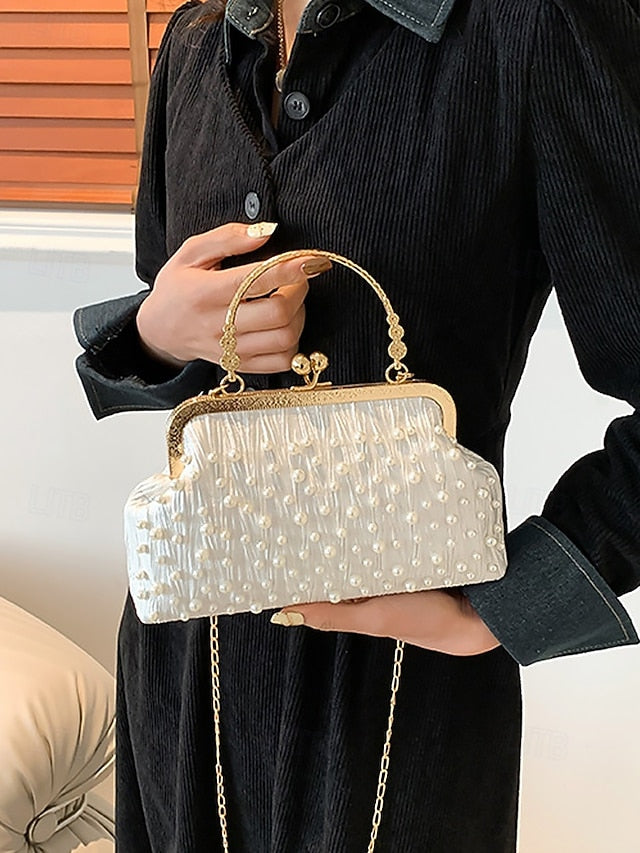 Evening Beaded – Women's Vintage Bag Clutch Pearl Elegant