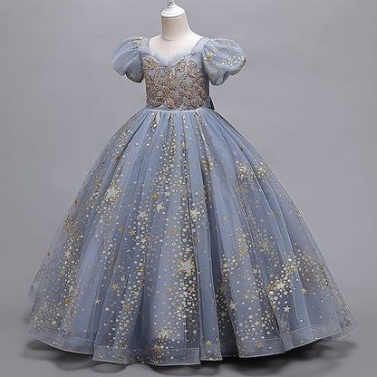 Short Flower Dress Polka Dot Girls' Party Star Kids