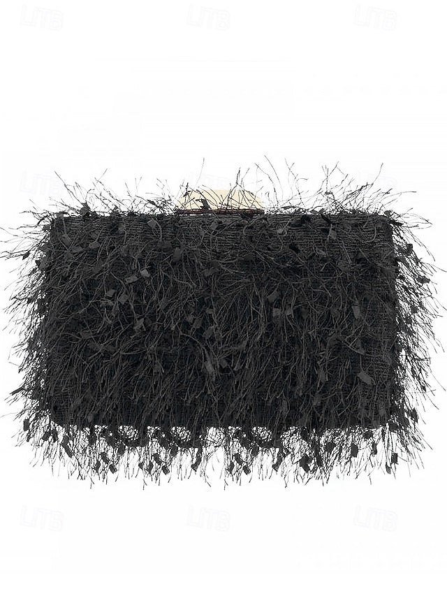Women's Evening with Feathered Clutch Chic Strap Chain