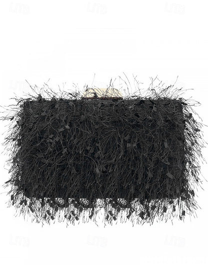 Women's Evening with Feathered Clutch Chic Strap Chain
