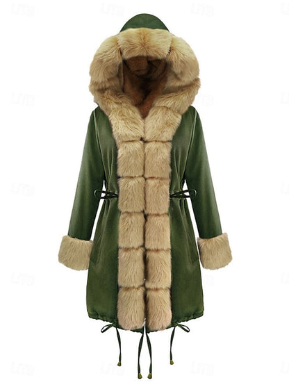 Breathable Fur Warm Collar Coat Women's Pocket Faux