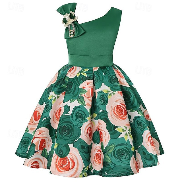 Dress 3D Girls' Sleeveless Easter Summer Party Flower