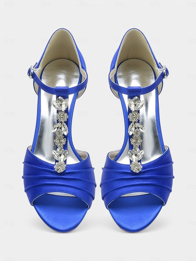 Crystal Bridal Open-Toe with Detail Heels Satin White –