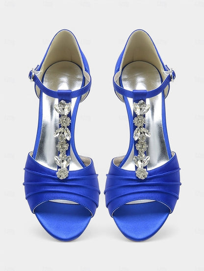 Crystal Bridal Open-Toe with Detail Heels Satin White –