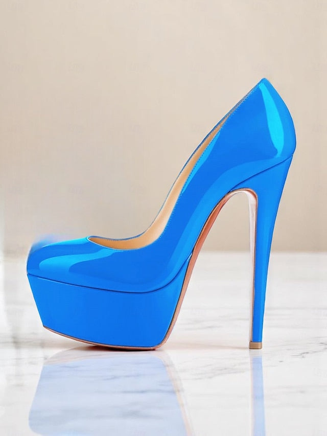 Pointed-Toe Patent with Heels Black and Platform Women's