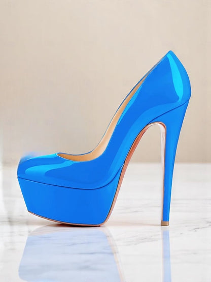 Pointed-Toe Patent with Heels Black and Platform Women's