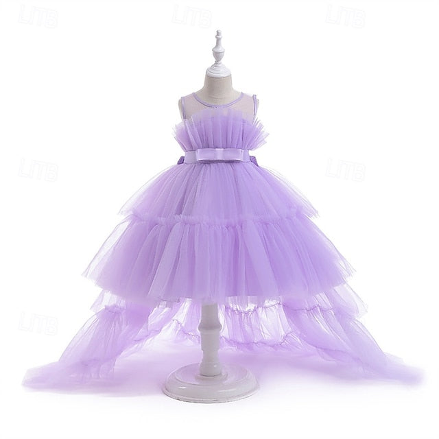 Kids Sleeveless Color Solid Party Girls' Dress Performance