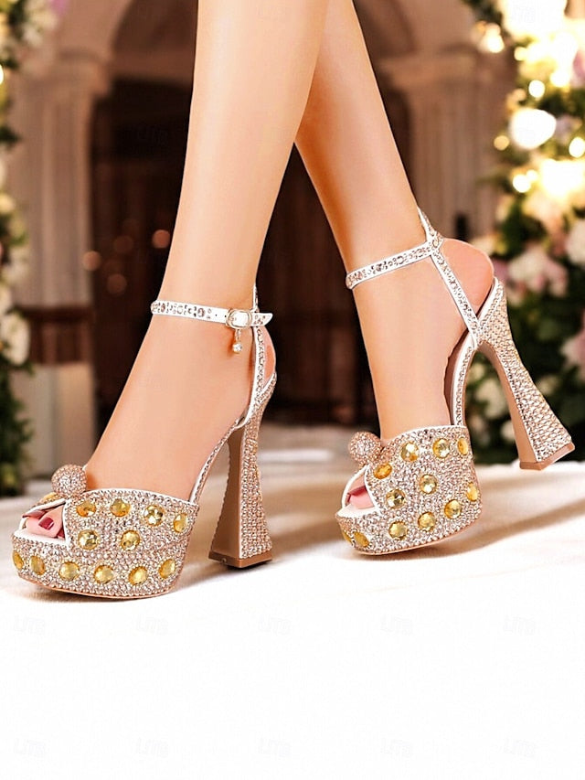 Glamorous Platform Crystal-Embellished Women's with Sandals