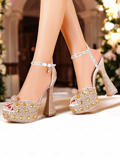 Glamorous Platform Crystal-Embellished Women's with Sandals