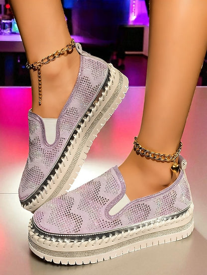 Mesh Sneakers with Glitter Women's Platform Slip-On