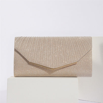 Metal Clutch Evening Gold Bag Glitter with Elegant Women's