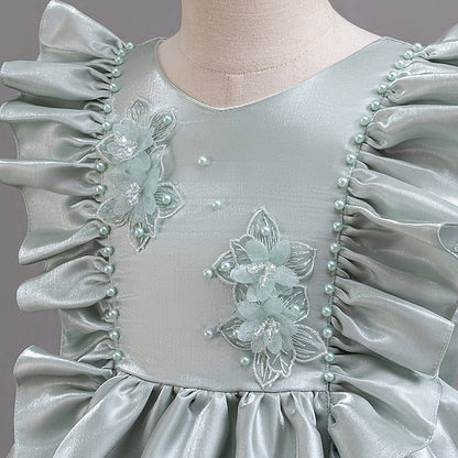 Sleeveless Dress Girls' Wedding Toddler Party Floral