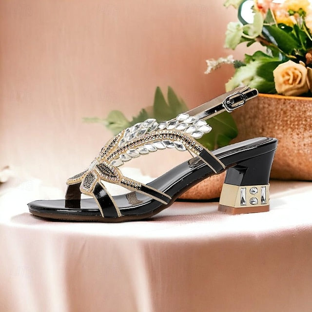 Shoes Toe Wedding Round Party Rhinestone Women's Sandals