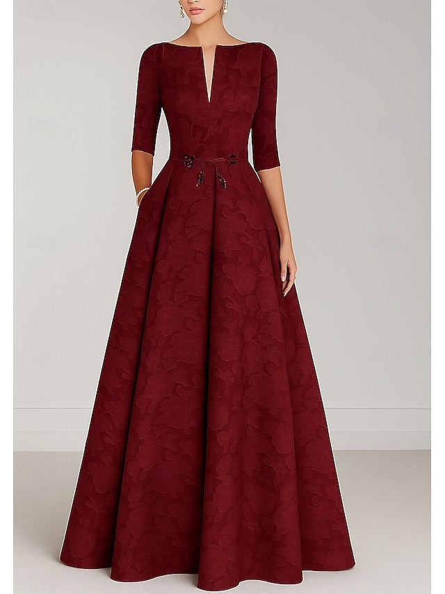 the Evening Bride Mother Burgundy Elegant Gown Blue of A-Line