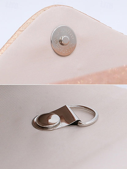 – Bag Pleated Glitter Clutch Champagne with Design Evening