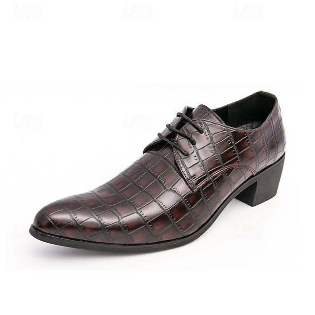 Pattern Faux Crocodile – Men's Red Shoes Leather