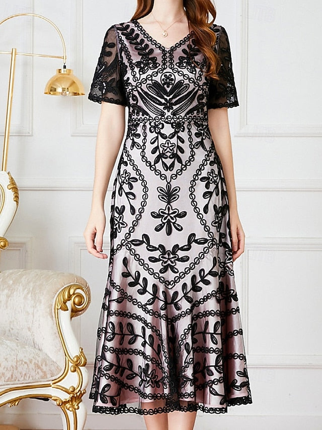 Party of A-Line Elegant Dress the V Vintage Mother Bride