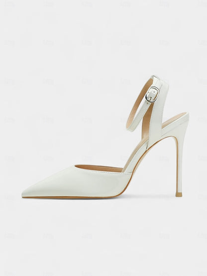 Women's Nude Patent - Slingback Heels Stiletto Leather