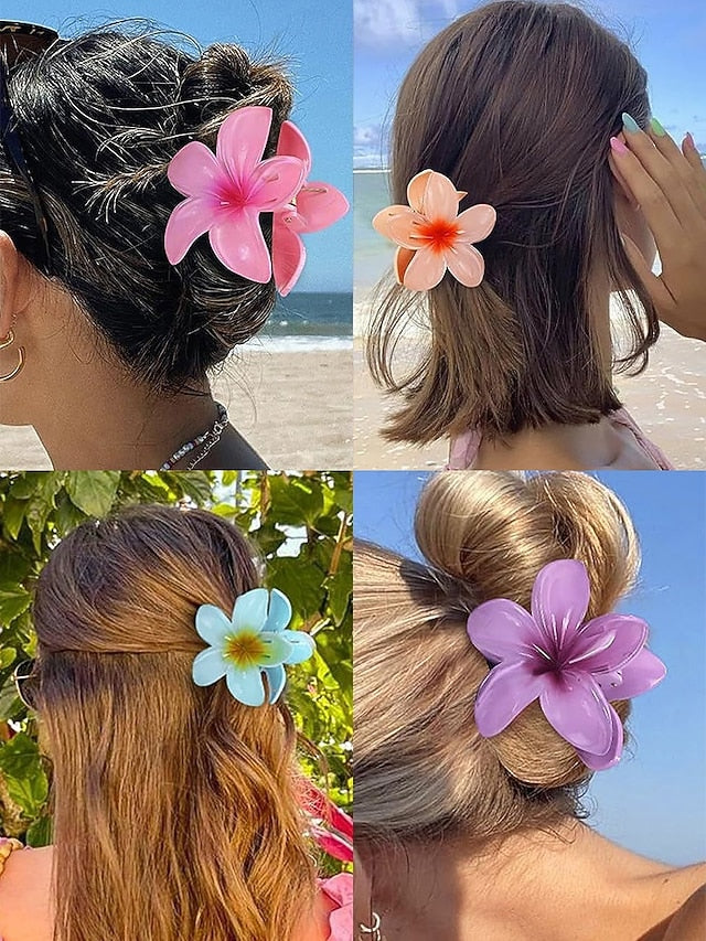 6PCS Hair Tropical Resin – Clips Plumeria Hawaiian Flower