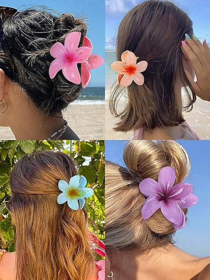 6PCS Hair Tropical Resin – Clips Plumeria Hawaiian Flower