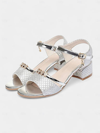 for Sandals Gold Heel – Block Rhinestone-Embellished Women