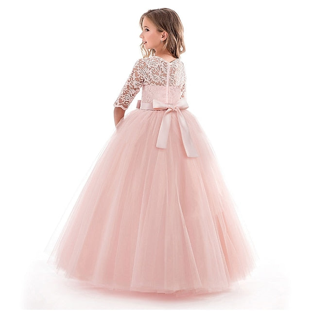 Flower Prom Years Kids Princess Lace Girl 3-13 Dress