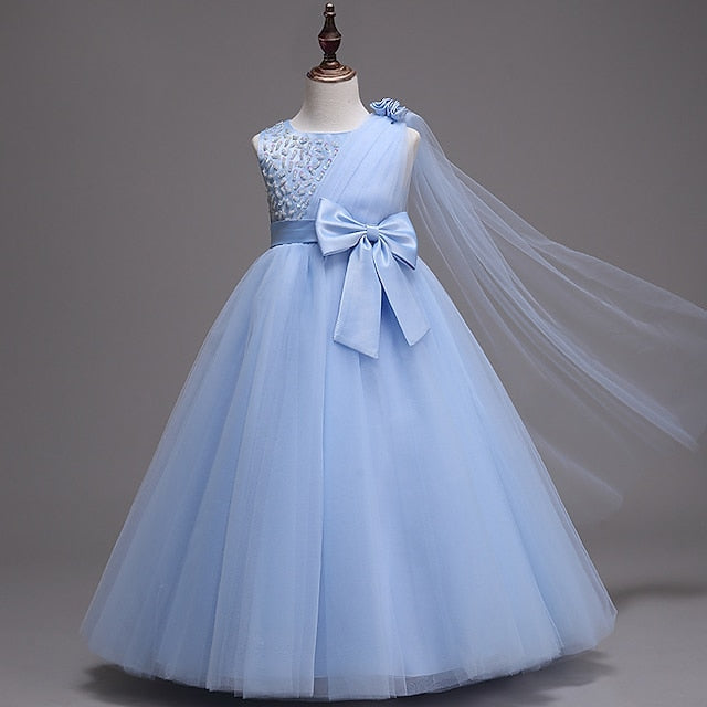 Colored Girls' Kids Solid Girl Dress Flower