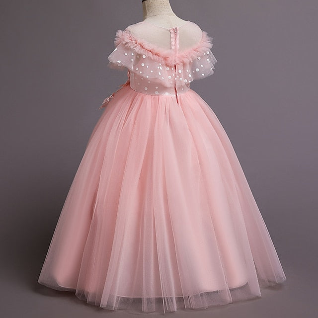 Kids Dress Solid Party Color Girl Flower Girls'