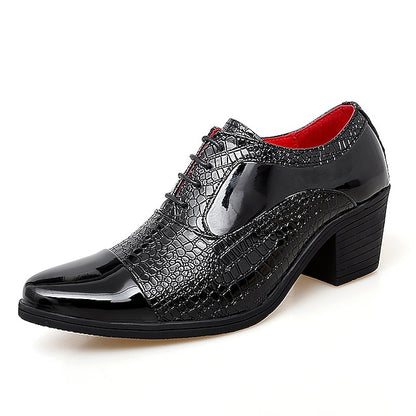 Oxford Crocodile Leather Patent Faux Men's Black Pattern